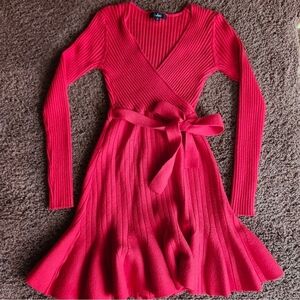 Warm Emotions Red Skater Mini Sweater Dress